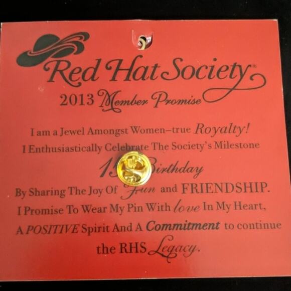 RED HAT SOCIETY 2013 15TH ANNIVERSARY PIN and key chain decor or braclet - Picture 4 of 5